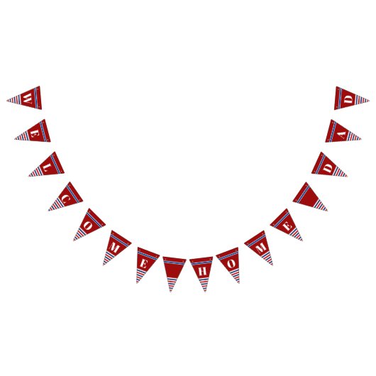 Welkom Home Papa Classic Rood Wit Blauw Strepen Vlaggetjes (Alle)