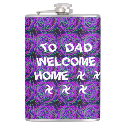 WELKOM HOME PAPA KLEUR PAARSE GEMENGD HEUPFLES (Voorkant)