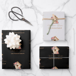 Welkom Home Realtor Gepersonaliseerd in zwart & gr Inpakpapier Vel