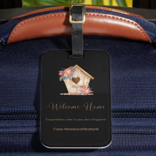 Welkom Home Realtor Gepersonaliseerd in zwarte kle Bagagelabel