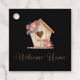 Welkom Home Realtor Gepersonaliseerd in zwarte kle Bedankjes Labels