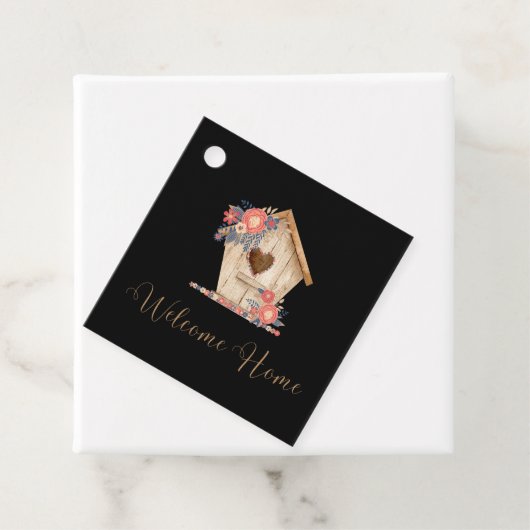 Welkom Home Realtor Gepersonaliseerd in zwarte kle Bedankjes Labels (In situ)