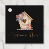 Welkom Home Realtor Gepersonaliseerd in zwarte kle Bedankjes Labels (Voorkant)