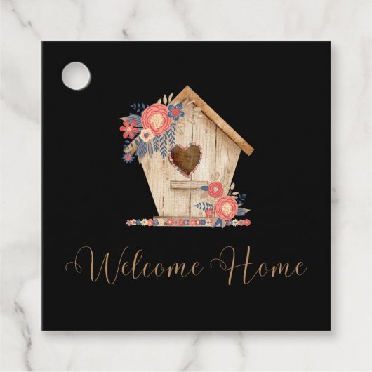 Welkom Home Realtor Gepersonaliseerd in zwarte kle Bedankjes Labels (Voorkant)