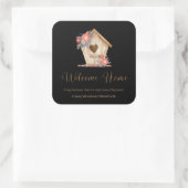 Welkom Home Realtor Gepersonaliseerd in zwarte kle Vierkante Sticker (Tas)