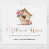 Welkom Home Realtor Gepersonaliseerd Sparkling Wijnetiket (Enkel label)