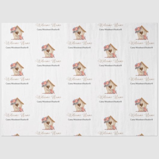 Welkom Home Realtor Gepersonaliseerd Tissuepapier (Voorkant)