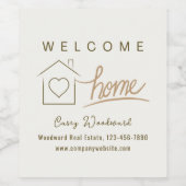 Welkom Home Realtor Housewarming Minimalist Wijn Etiket (Enkel label)
