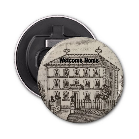 Welkom Home Realtor Promotie Huis Button Flesopener (Voorkant)