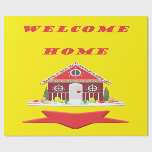 WELKOM HOME RED EN CANARY YELLOW ONTWERP CADEAUPAPIER (Vlak)