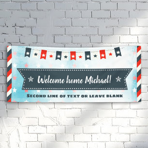 Welkom Home Red White en Blue Stars en Stripes Spandoek