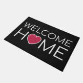 Welkom Home Rood Hart Zwart Koor Textuur Deurmat (Schuin)