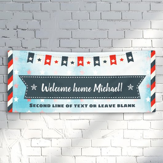 Welkom Home Rood wit en Blauw Sterren en Strepen Spandoek