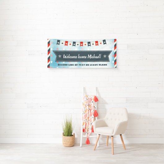Welkom Home Rood wit en Blauw Sterren en Strepen Spandoek (Insitu)