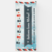 Welkom Home Rood wit en Blauw Sterren en Strepen Spandoek (Verticaal)