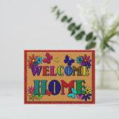 Welkom Home Sign Butterfly Floral Briefkaart (Staand voorkant)