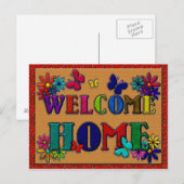 Welkom Home Sign Butterfly Floral Briefkaart (Voorkant / Achterkant)