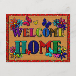 Welkom Home Sign Butterfly Floral Briefkaart
