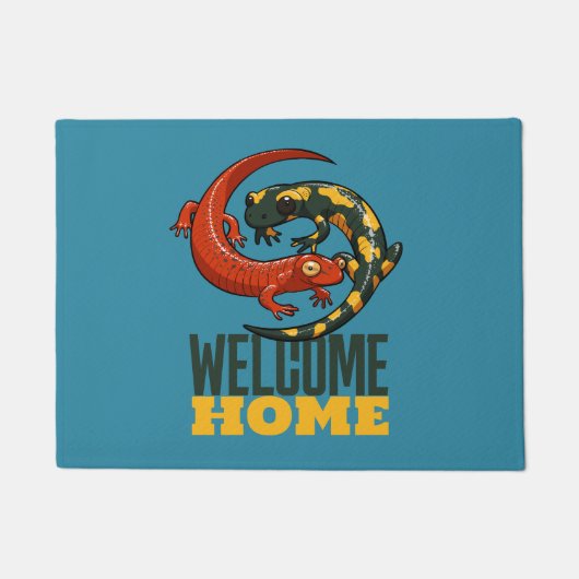 Welkom Home Smiling Salamanders Cartoon Deurmat (Voorkant)