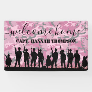 Welkom Home Soldaat Militair roze meisje Spandoek