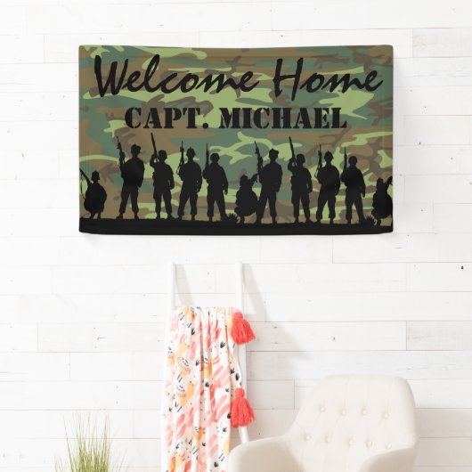 Welkom Home Soldaat | Militaire Camouflage Spandoek (Insitu)