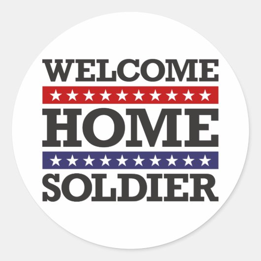 Welkom Home Soldaat Ronde Sticker (Voorkant)