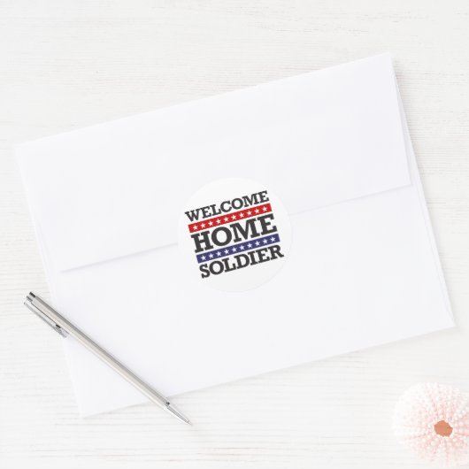 Welkom Home Soldaat Ronde Sticker (Envelop)