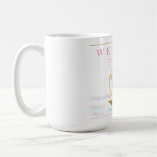 WELKOM HOME THEEKOPONTWERP IN PASTELKLEUREN KOFFIEMOK