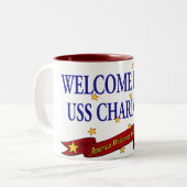 Welkom Home USS Charlotte Tweekleurige Koffiemok (Voorkant links)