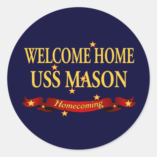Welkom Home USS Mason Ronde Sticker (Voorkant)