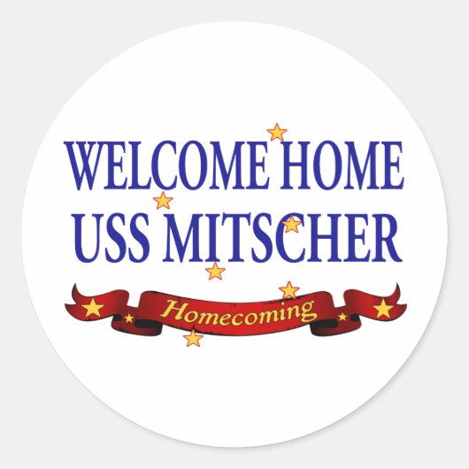 Welkom Home USS Mitscher Ronde Sticker (Voorkant)