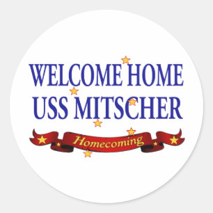 Welkom Home USS Mitscher Ronde Sticker