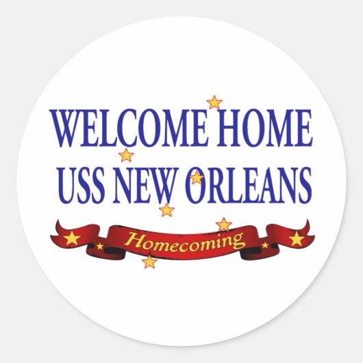Welkom Home USS New Orleans Ronde Sticker (Voorkant)