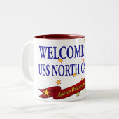 Welkom Home USS North Carolina Tweekleurige Koffiemok (Voorkant links)