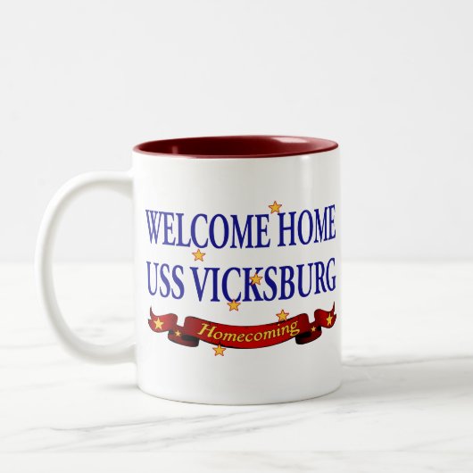 Welkom Home USS Vicksburg Tweekleurige Koffiemok (Links)