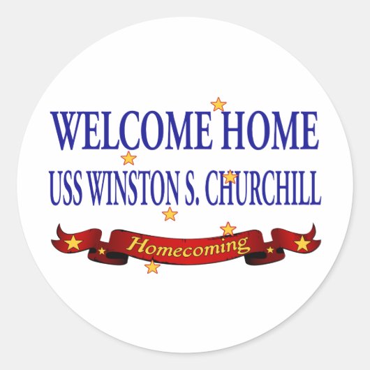 Welkom Home USS Winston S. Churchill Ronde Sticker (Voorkant)