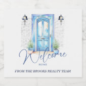 "Welkom Home" Vastgoed Klant Sluitingsgift Sparkling Wijnetiket (Enkel label)