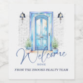 "Welkom Home" Vastgoed Klant Sluitingsgift Wijn Etiket (Enkel label)
