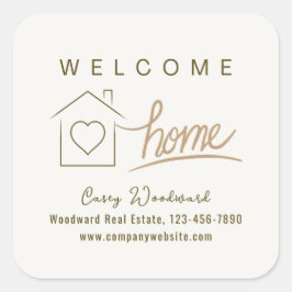 Welkom Home Vastgoed Minimalistisch Chic Elegant Vierkante Sticker