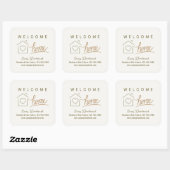 Welkom Home Vastgoed Minimalistisch Chic Elegant Vierkante Sticker (Vel)
