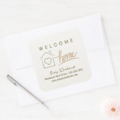 Welkom Home Vastgoed Minimalistisch Chic Elegant Vierkante Sticker (Envelop)