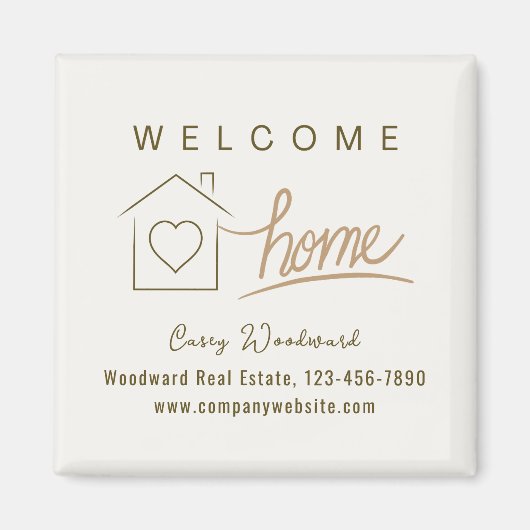 Welkom Home Vastgoed Nieuwe Huiseigenaar Minimalis Magneet (Voorkant)