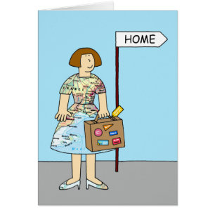 Welkom Home Vrouw Traveler Cartoon
