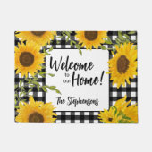 Welkom Home Zonnebloemen Plakken Custom Name Deurmat (Voorkant)