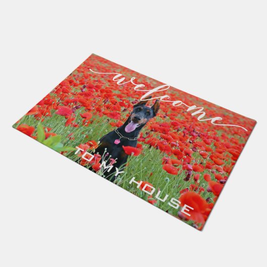 Welkom Hond foto Custom Deurmat (Schuin)
