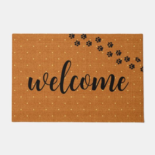 Welkom Hond Paw Prints Pet Schattige Home Deurmat (Voorkant)