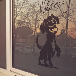 Welkom hond silhouet dierenwinkel grooming raamsticker