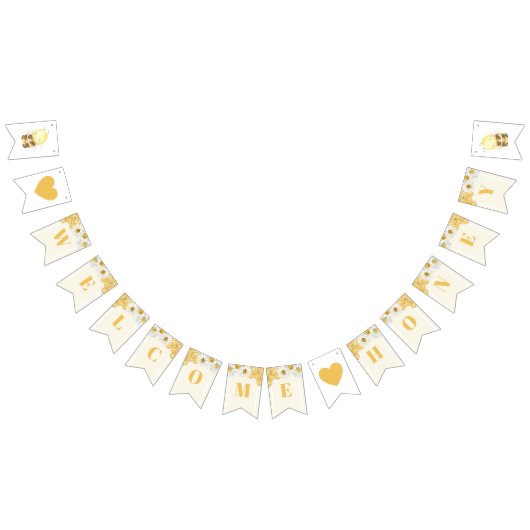 Welkom honing Bumblebee Babee Baby shower Sprinkle Vlaggetjes (Alle)