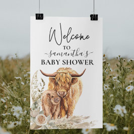Welkom Hoogland Koe Kalveren Baby Shower Boho Poster