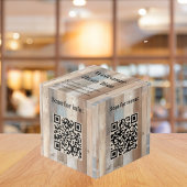 Welkom hout QR codes info hotel restaurant tafel Kubus